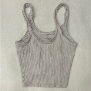 Urban Outfitters White Ribbed Crop Tank Top